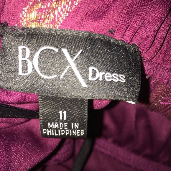 BCX Strapless High Low Wine Gold Dress Size 11 Beaded Waist Semi Formal - Picture 4 of 12